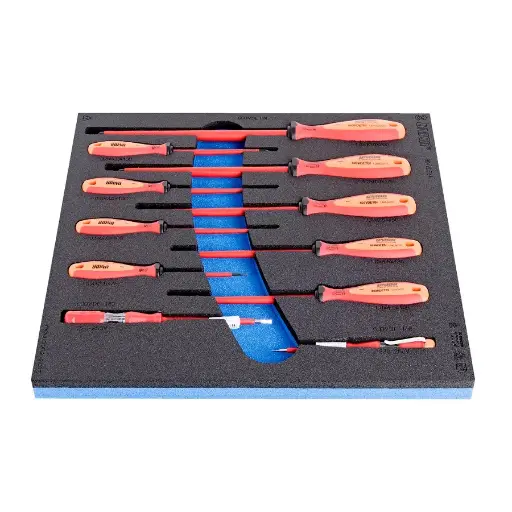 [13.964.VDE.8A.SOS] UNIOR - SET OF INSULATED FLAT SCREWDRIVER VDETBI IN SOS TOOL TRAY