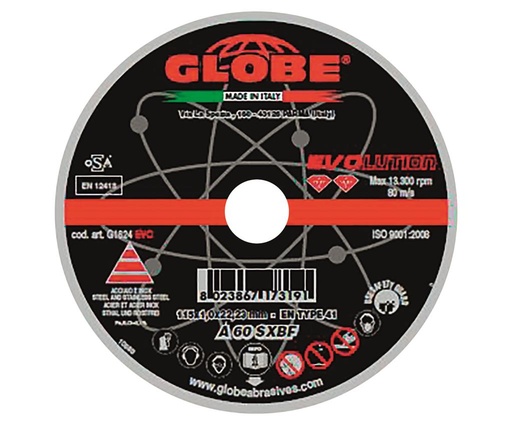 [09.EVO.115.10.M.I] GLOBE - CUTTING DISC FOR METAL AND INOX 