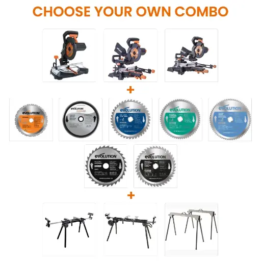 [614.COM.R210.STAND] EVOLUTION POWER TOOLS - COMBO R210 + VERSTEKZAAGSTAND