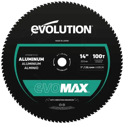 [614.DRYCUT.MAX.355.ALU] EVOLUTION POWER TOOLS - EVOMAX SAW BLADE ALUMINIUM 355 MM FOR CIRCULAR AND CHOP SAWS
