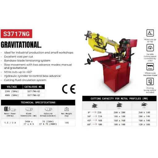 [744.S.3717.NG.400V] STARRETT - SCIE A RUBAN STATIONAIRE - 220 MM