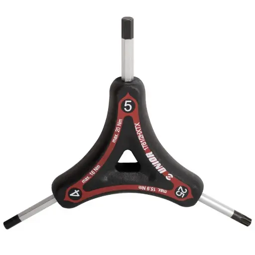 [13.BIKE.1781.2.HXTX] UNIOR BIKE - ZESKANTSLEUTEL MET 3 BENEN HEX EN TORX