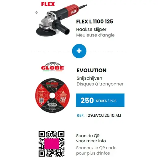 [491.BS.L1100.EVO.125.10] FLEX - GLOBE - COMBOPACK L1100 125 + 250 X CUTTING DISC EVOLUTION FOR METAL AND INOX 