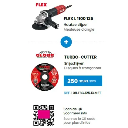[491.BS.L1100.TBC.125.13] FLEX + GLOBE - COMBOPACK L1100 125 + 250 X SNIJSCHIJF TURBO-CUTTER VENTILATIE EFFECT VOOR METAAL