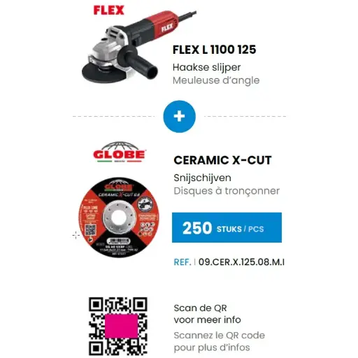 [491.BS.L1100.CER.X.125.08] FLEX - GLOBE - COMBOPACK L1100 125 + 250 X CUTTING DISC CERAMIC X-CUT FOR METAL AND INOX